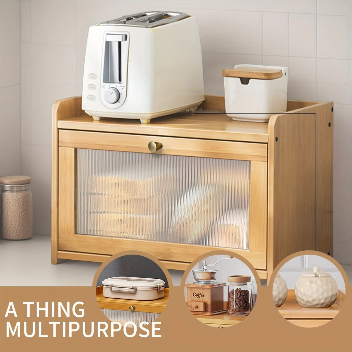 bamboo bread box with acrylic window