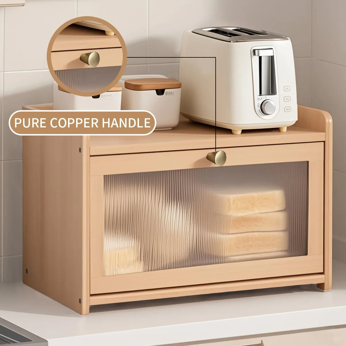 bamboo bread box with acrylic window