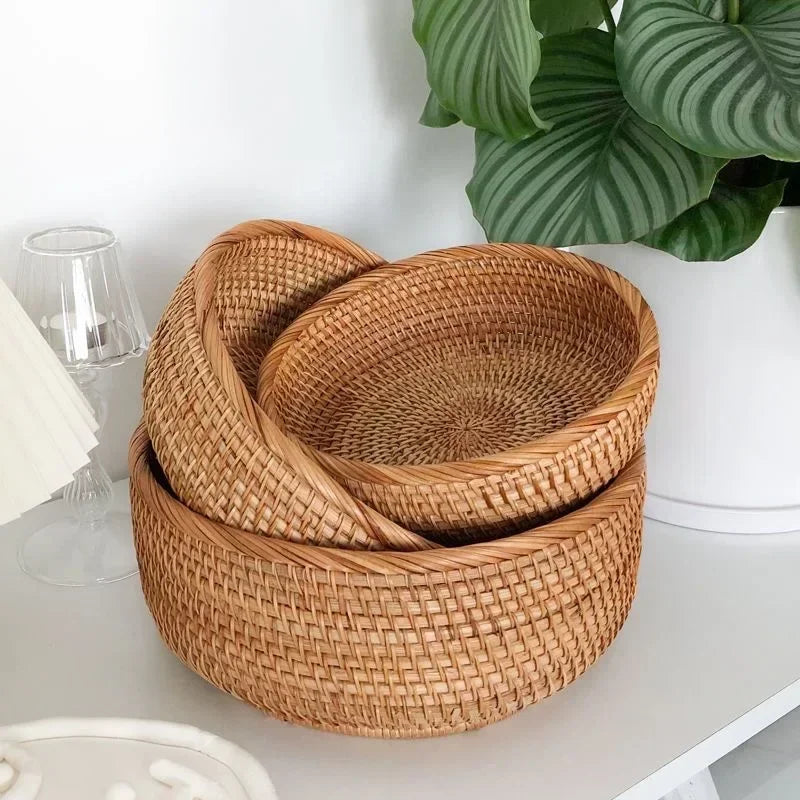rattan woven storage basket