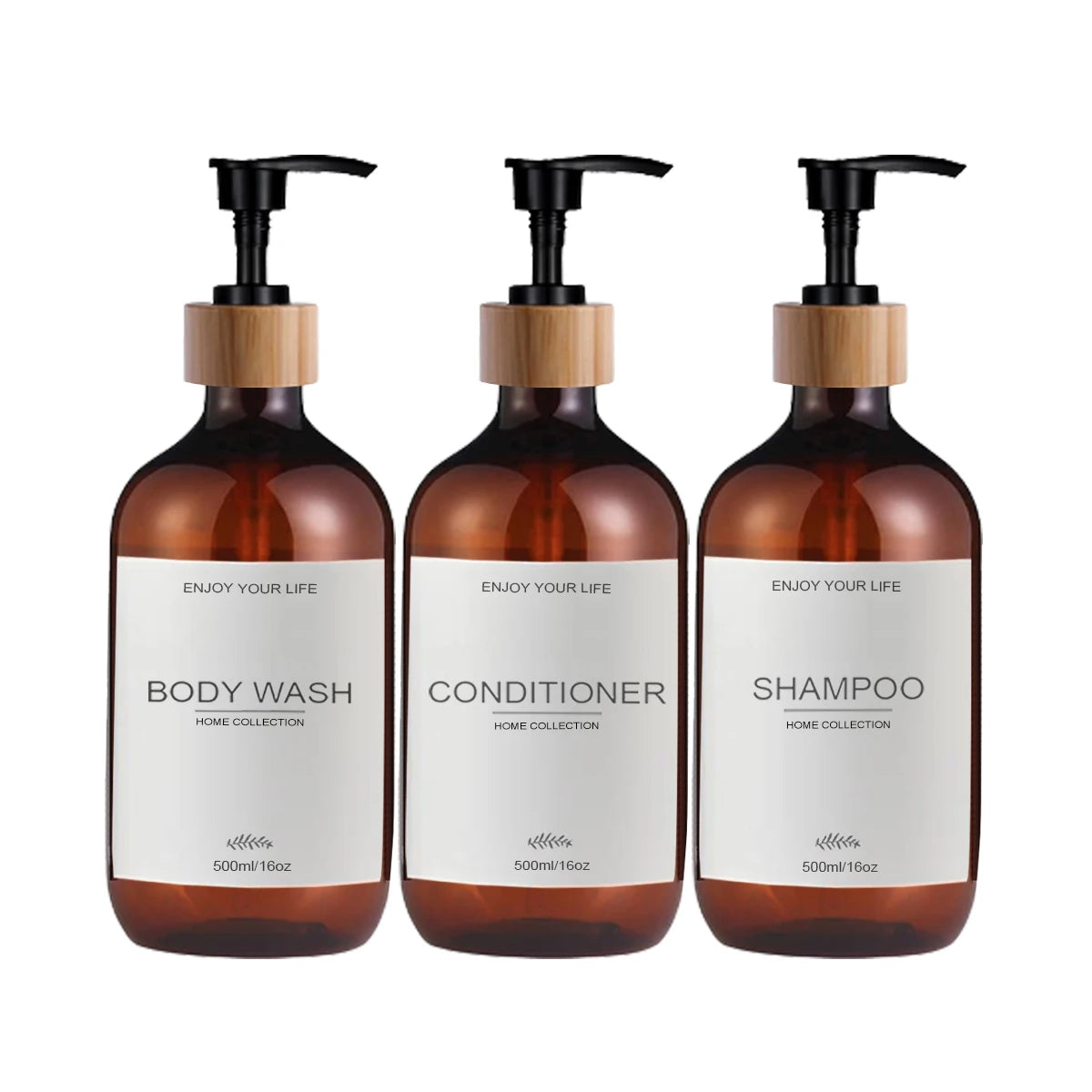 500ml Shampoo and Conditioner Bottles Dispenser 3 Pack Soap