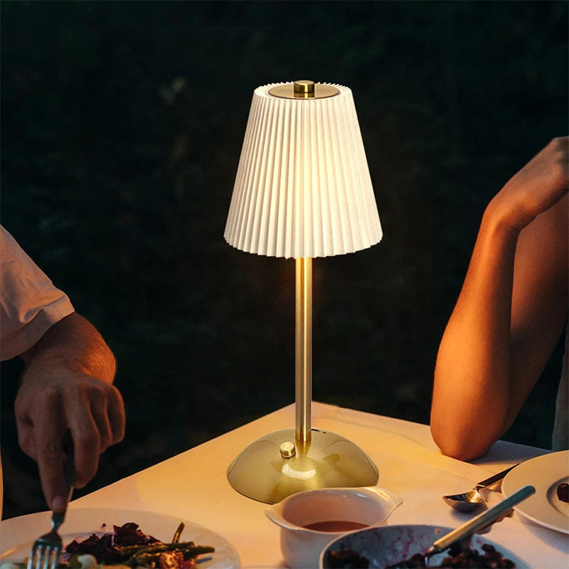 Pleated Table Lamp - Modern LED Desk Lighting