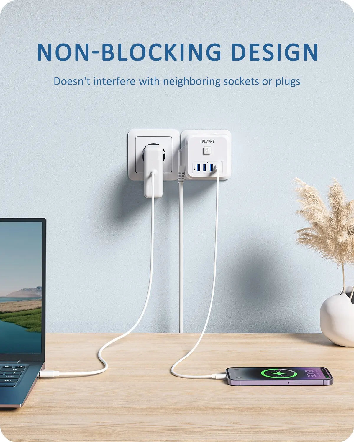 EU plug charger with multiple outlets