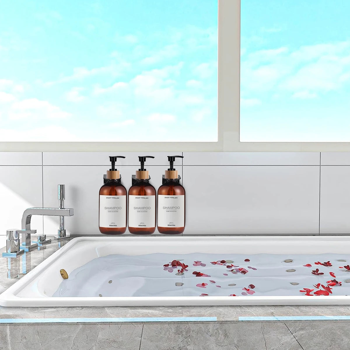 500ml Shampoo and Conditioner Bottles Dispenser 3 Pack Soap