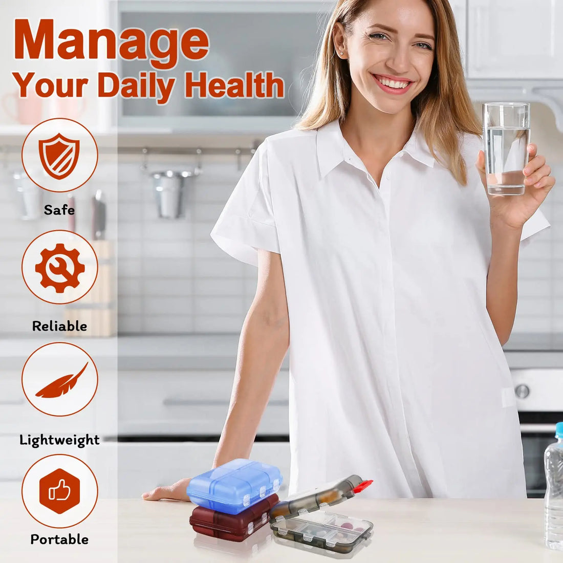 10 Compartments Travel Pill Organizer