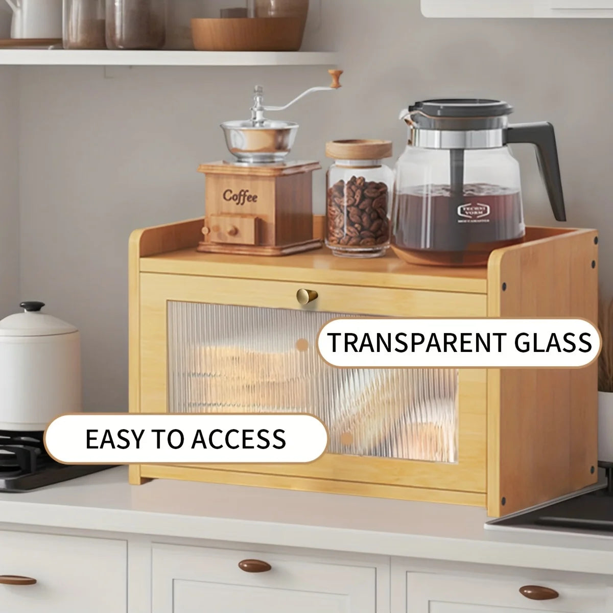 bamboo bread box with acrylic window