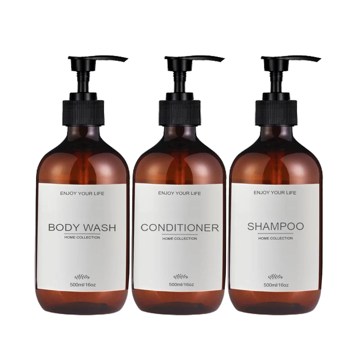 500ml Shampoo and Conditioner Bottles Dispenser 3 Pack Soap