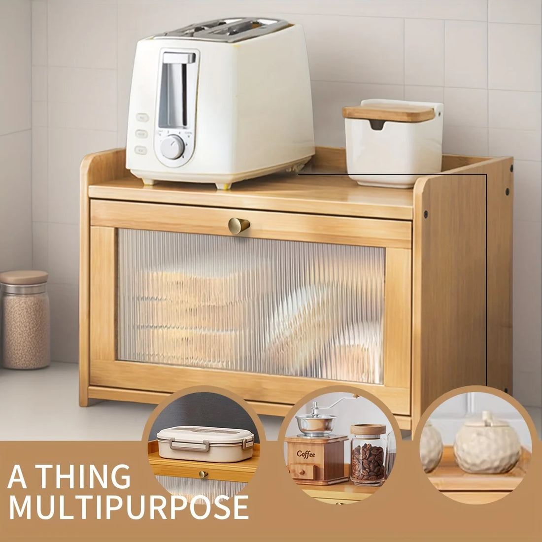 bamboo bread box with acrylic window