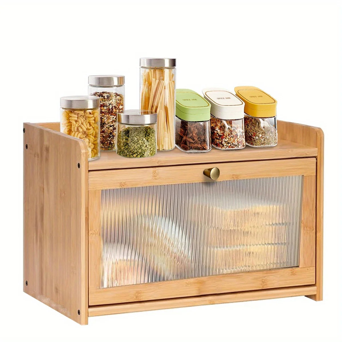 bamboo bread box with acrylic window