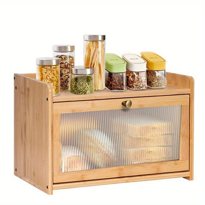 bamboo bread box with acrylic window