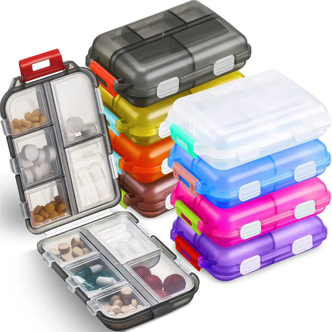10 Compartments Travel Pill Organizer